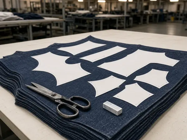 Denim on a cutting table