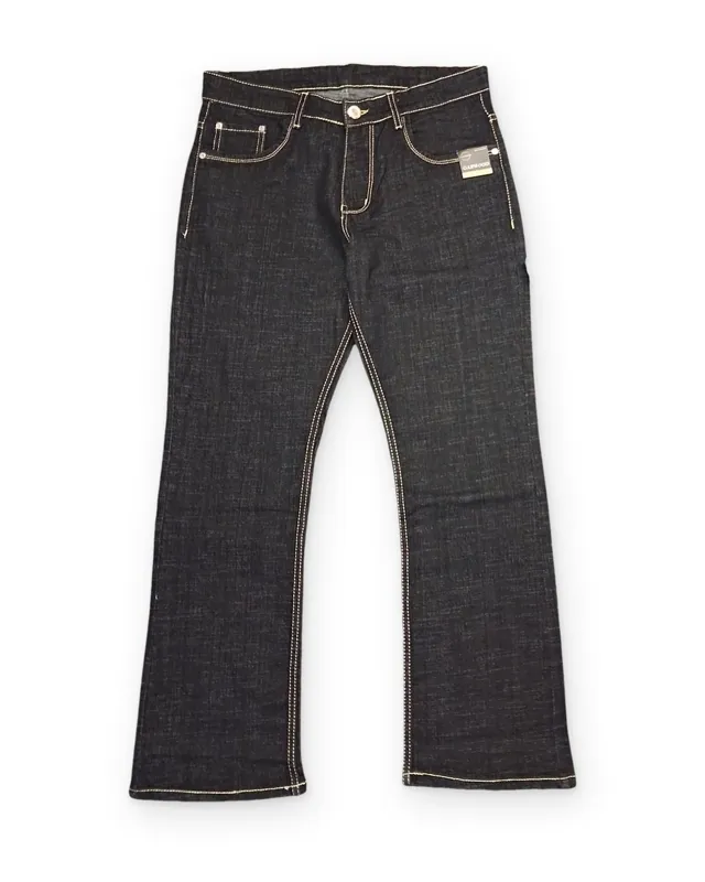 Garwood Royal Raw Black bootcut jeans, front view